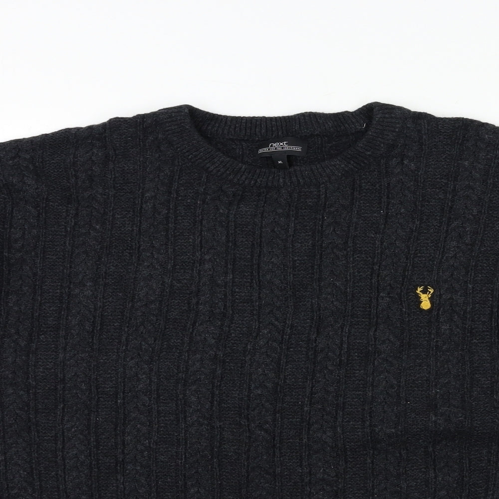 NEXT Mens Black  Knit Pullover Jumper Size XL