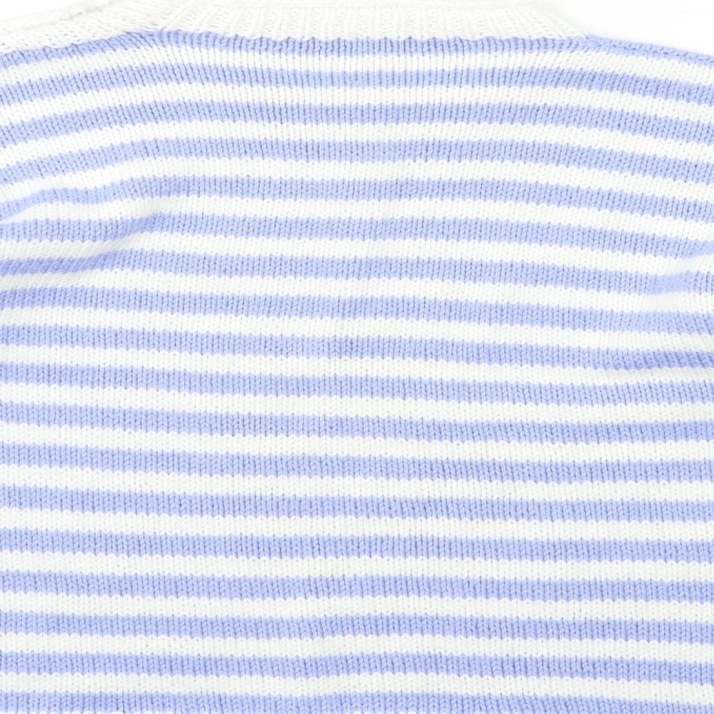 Preworn Womens Blue Striped Knit Pullover Jumper Size 12