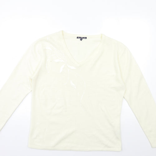 sarah hamilton Womens Ivory  Knit Pullover Jumper Size M