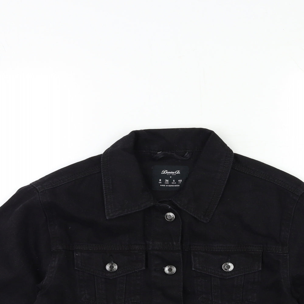 Denim & Co. Womens Black  Denim Jacket  Size 8
