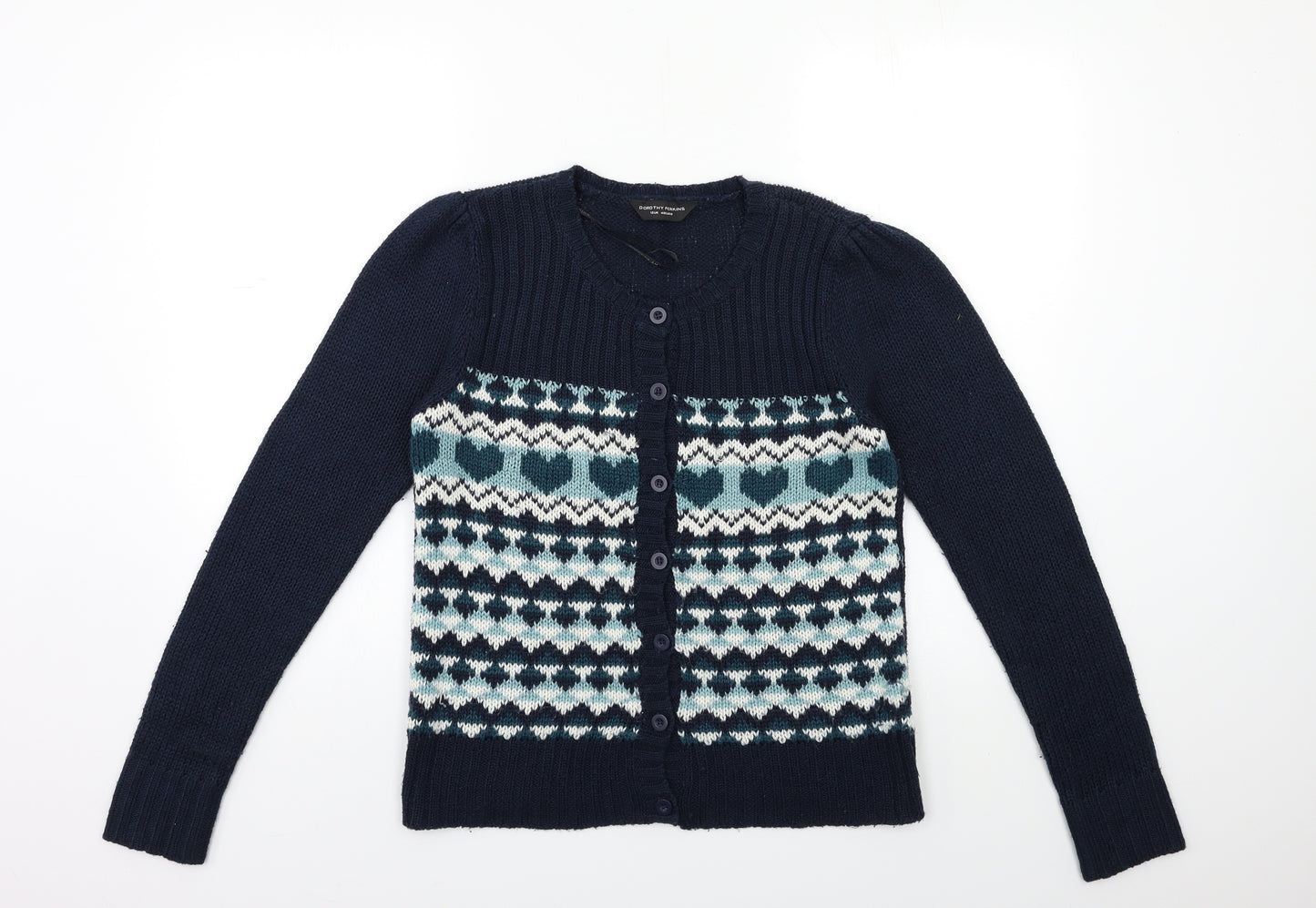 Dorothy Perkins Womens Blue Striped Knit Cardigan Jumper Size 12
