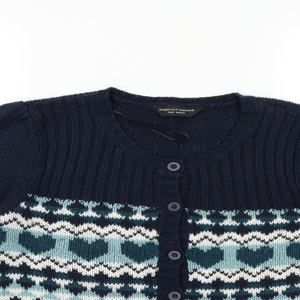 Dorothy Perkins Womens Blue Striped Knit Cardigan Jumper Size 12
