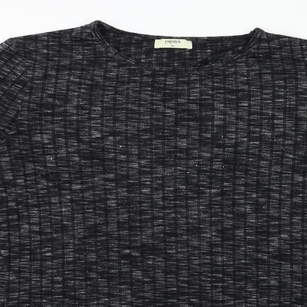 Papaya Womens Black  Knit Pullover Jumper Size 16