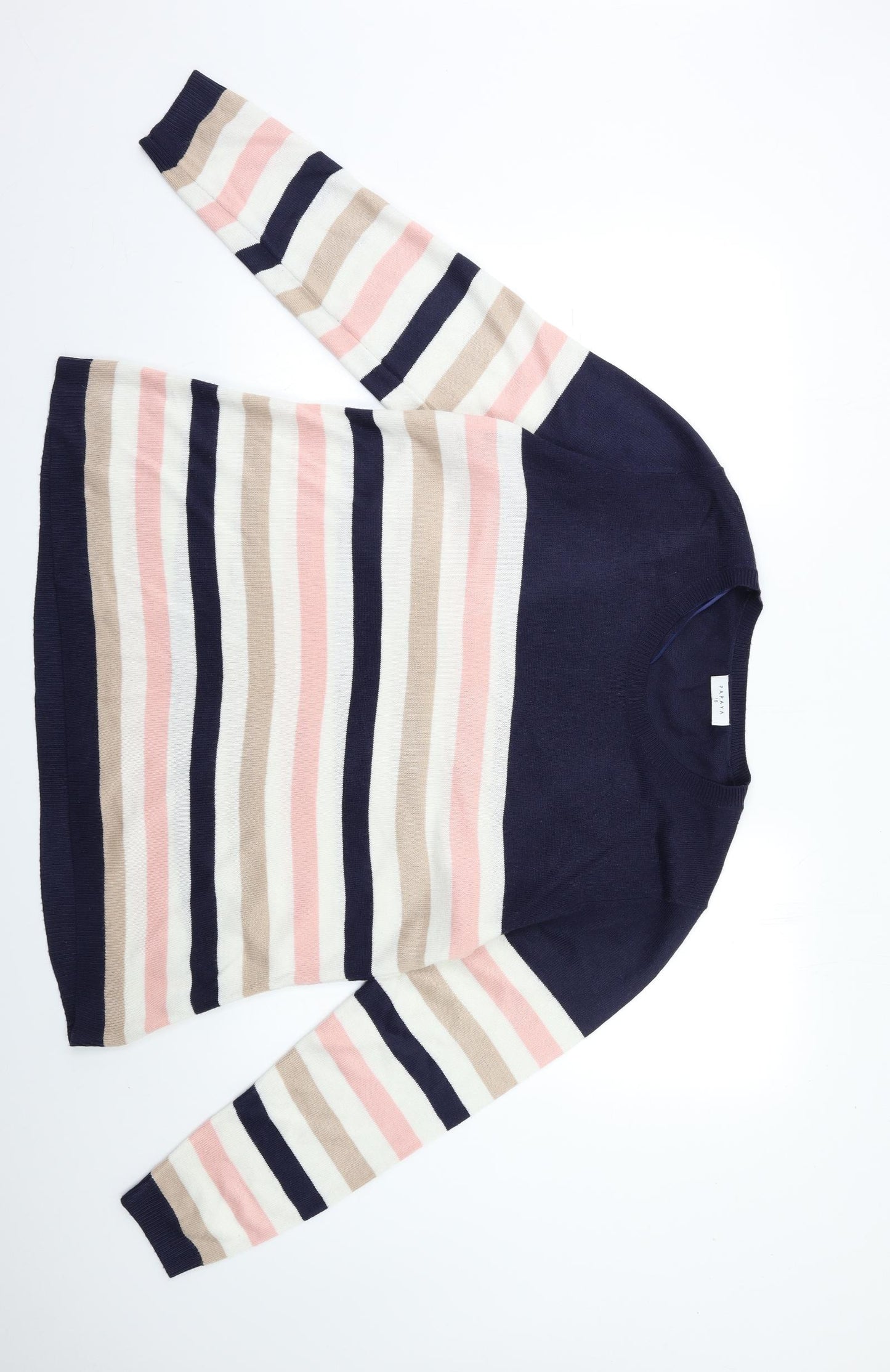 Papaya Womens Blue Striped Knit Pullover Jumper Size 18