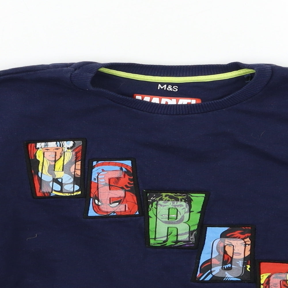 Marks and Spencer Boys Blue   Pullover Sweatshirt Size 6 Years  - MARVEL