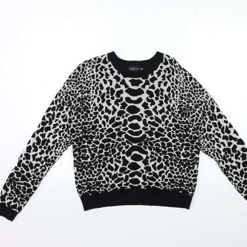 Topshop Womens Grey Animal Print Knit Pullover Jumper Size 10