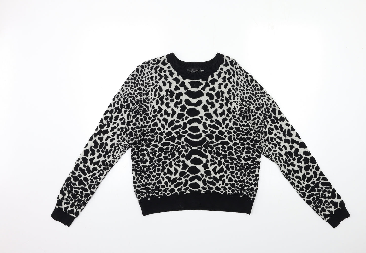 Topshop Womens Grey Animal Print Knit Pullover Jumper Size 10
