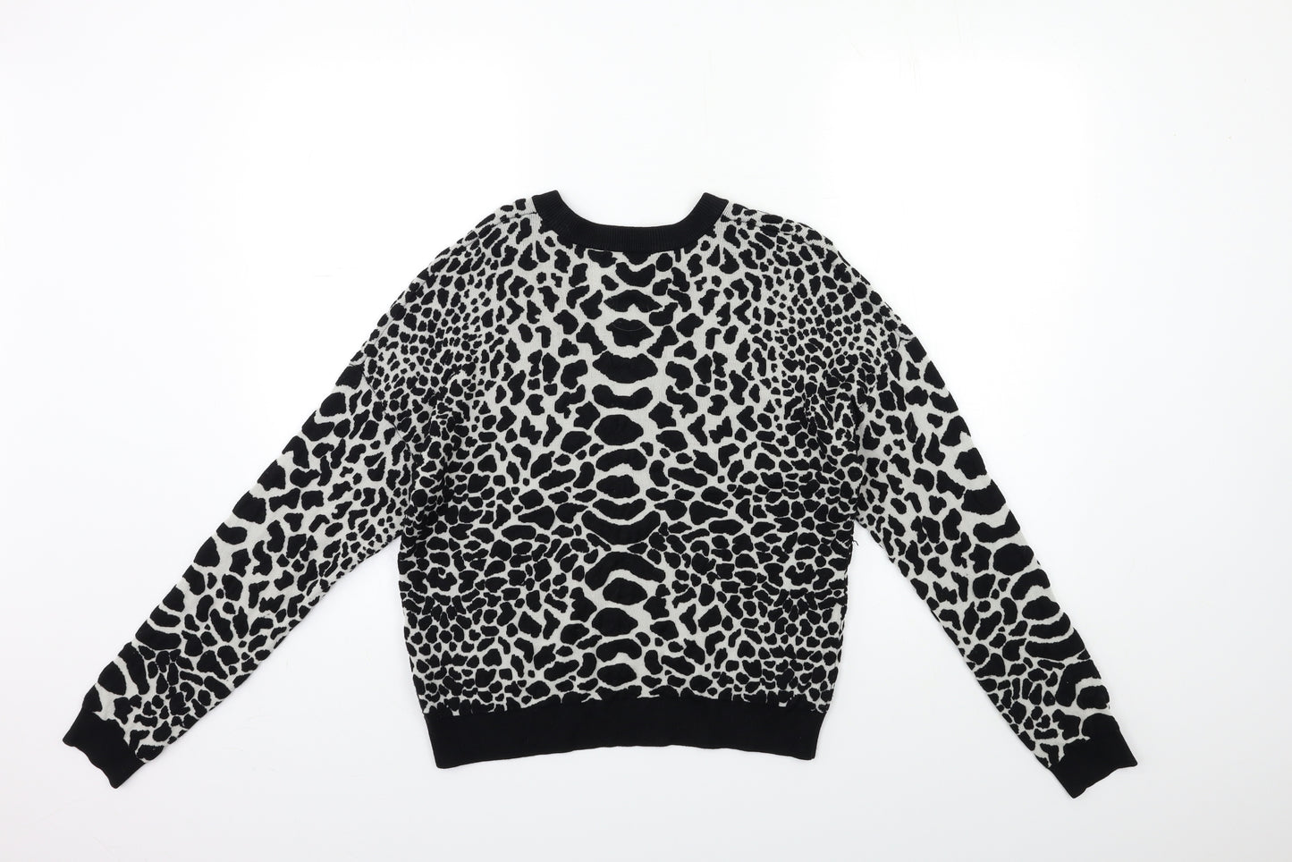 Topshop Womens Grey Animal Print Knit Pullover Jumper Size 10