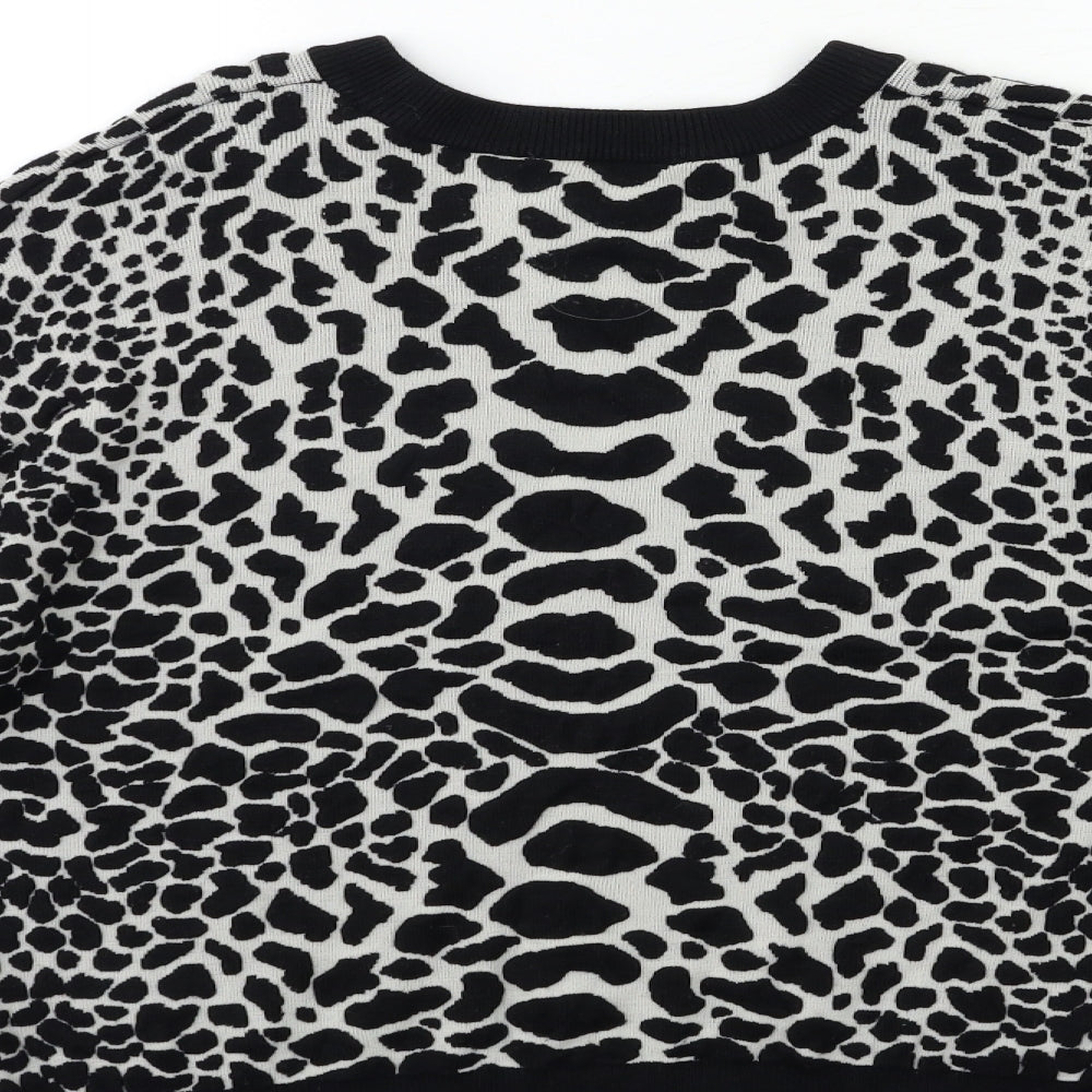Topshop Womens Grey Animal Print Knit Pullover Jumper Size 10