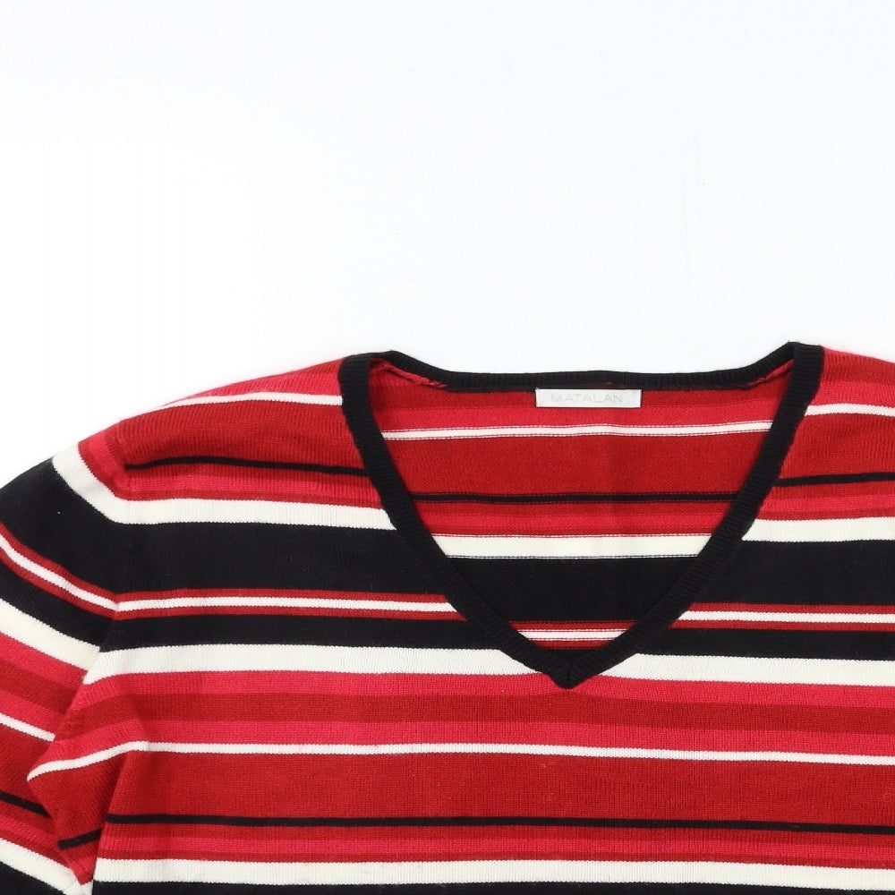 Matalan Womens Red Striped Knit Pullover Jumper Size 16