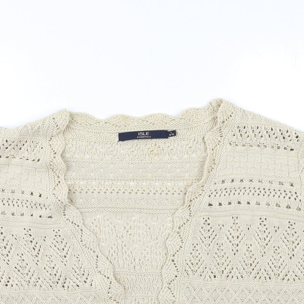 ISLE Womens Beige  Knit Cardigan Jumper Size 18