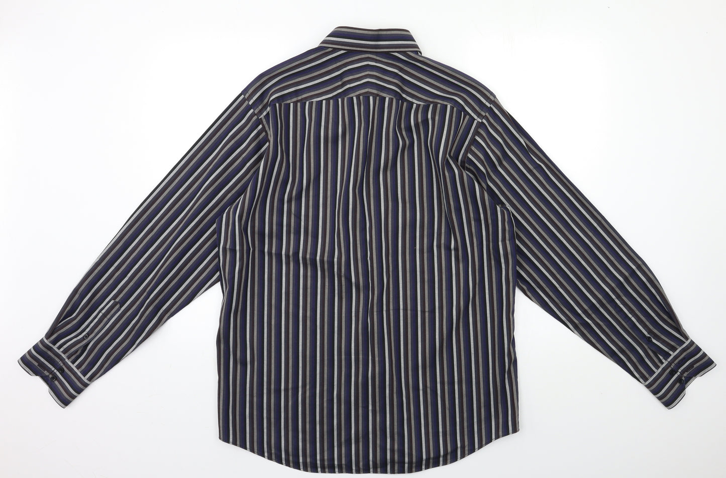 Thomas Nash Mens Blue Striped   Button-Up Size M