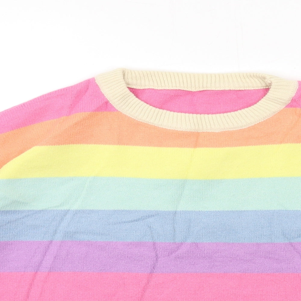 Preworn Womens Pink Striped Knit Pullover Jumper Size XL