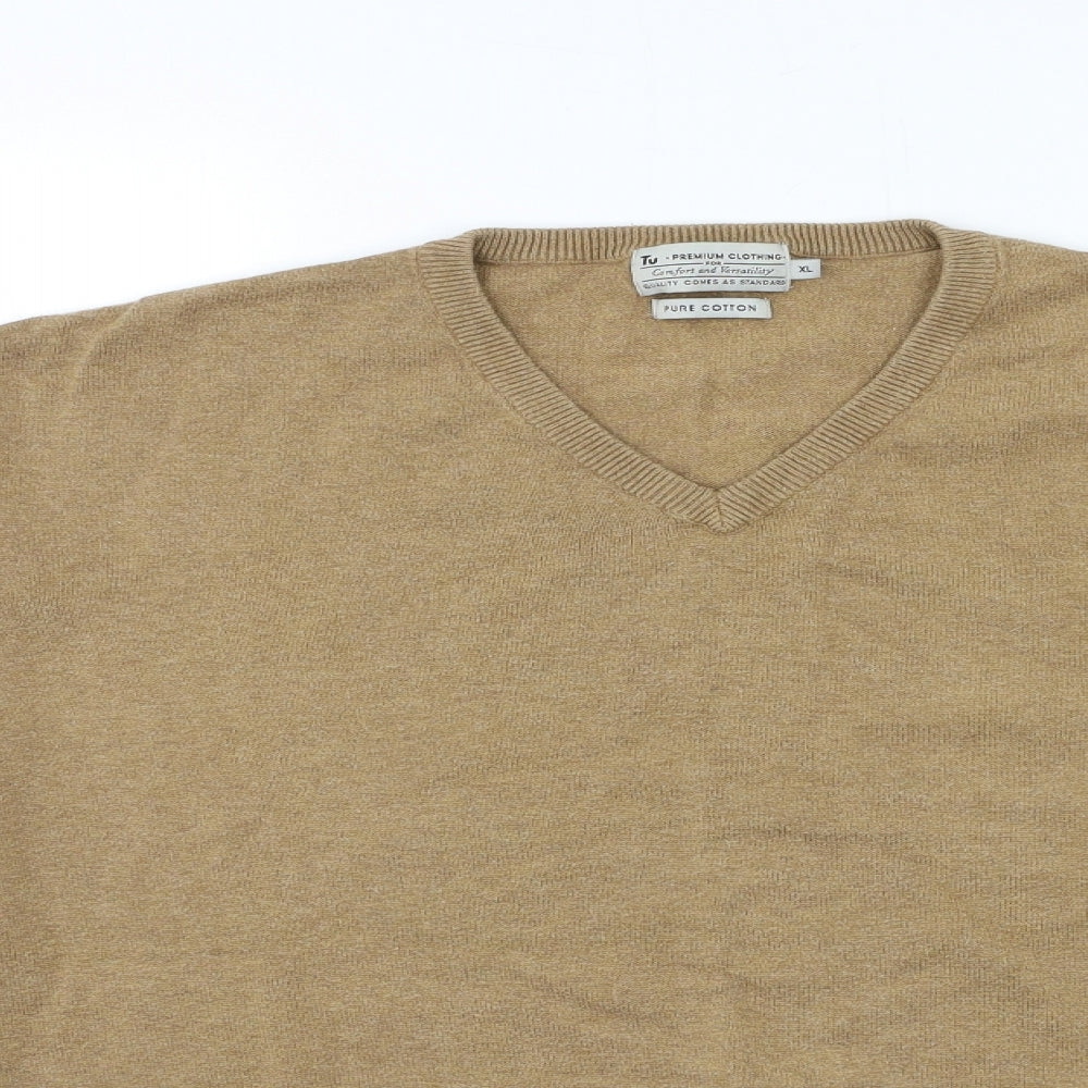 TU Mens Brown  Knit Pullover Jumper Size XL