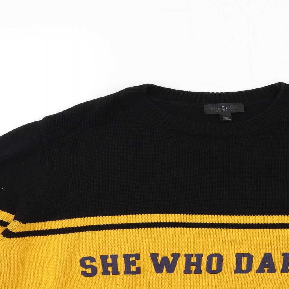 Topshop Womens Black Striped Knit Pullover Jumper Size 12