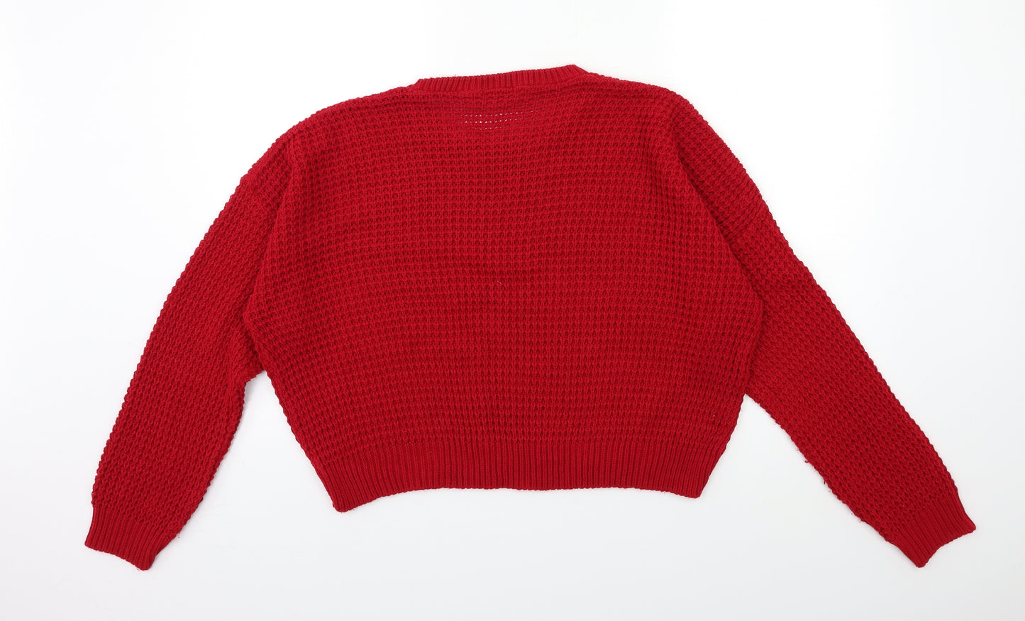 Boohoo Womens Red  Knit Pullover Jumper Size S