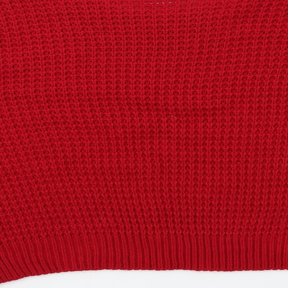 Boohoo Womens Red  Knit Pullover Jumper Size S