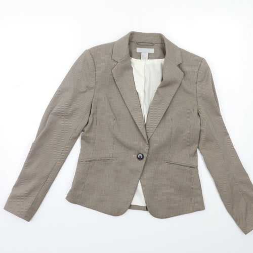 H&M Womens Brown Check  Jacket Blazer Size 8