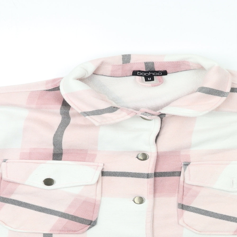 Boohoo Womens Pink Check  Jacket Coat Size M