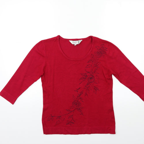 TIGI Womens Red  Knit Pullover Jumper Size 8