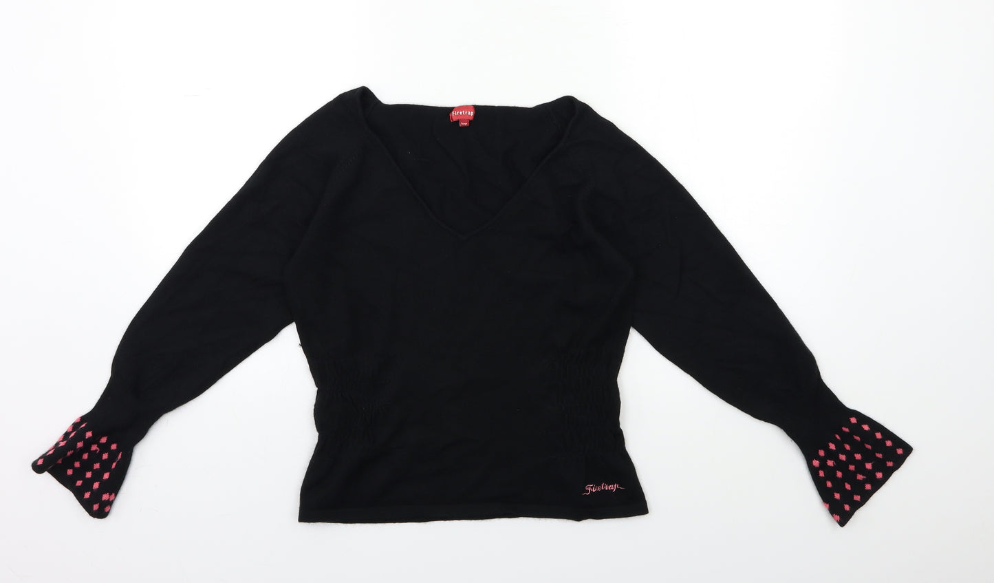 Firetrap Womens Black  Knit Pullover Jumper Size L
