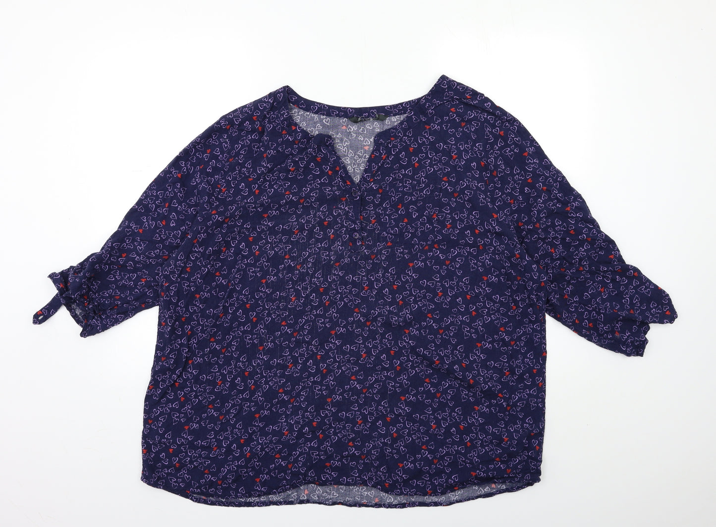 Preworn Womens Purple Geometric  Basic Blouse Size 24