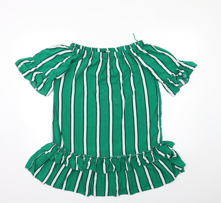 Papaya Womens Green Striped Rayon Shift Size 12