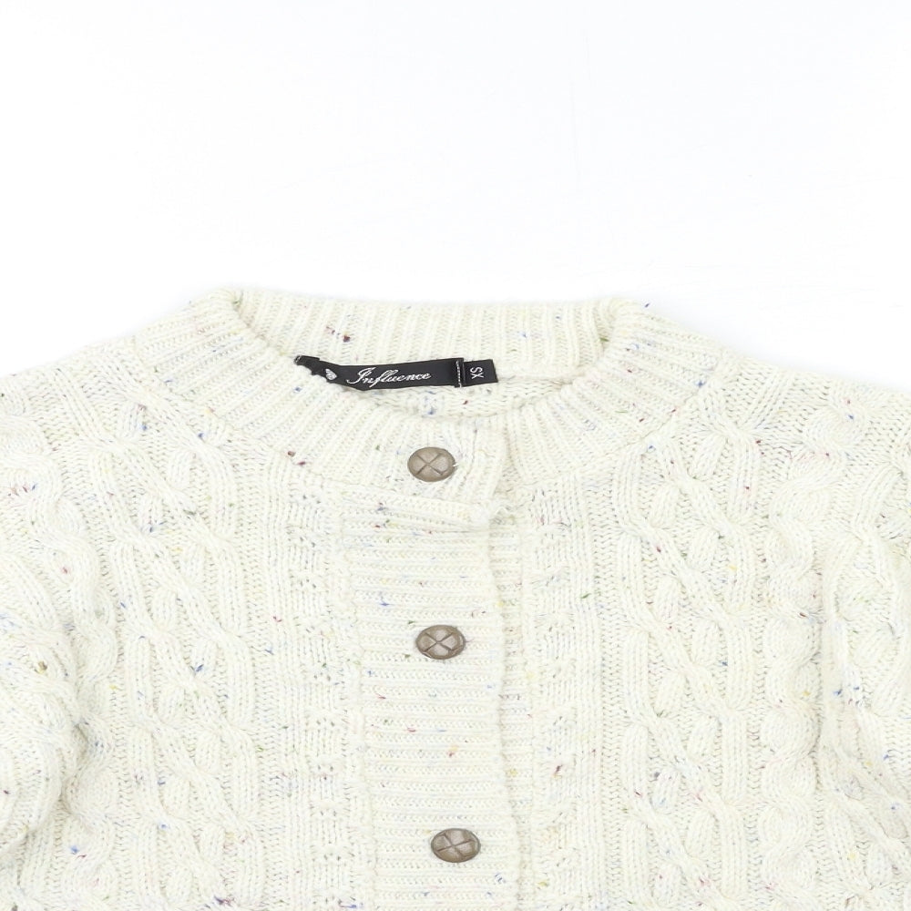 iNFLUENCE Womens Beige  Knit Cardigan Jumper Size XS