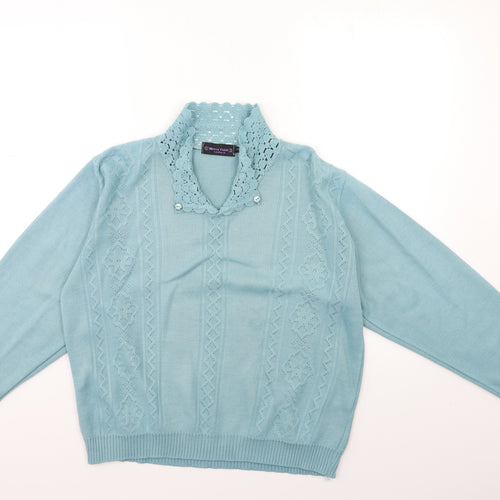 MERRY GOLD Womens Blue  Knit Pullover Jumper Size S