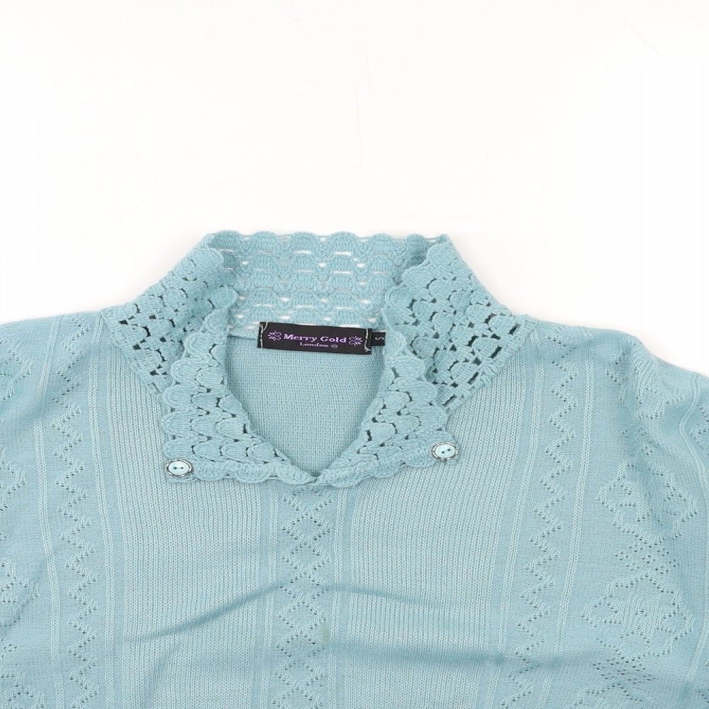 MERRY GOLD Womens Blue  Knit Pullover Jumper Size S