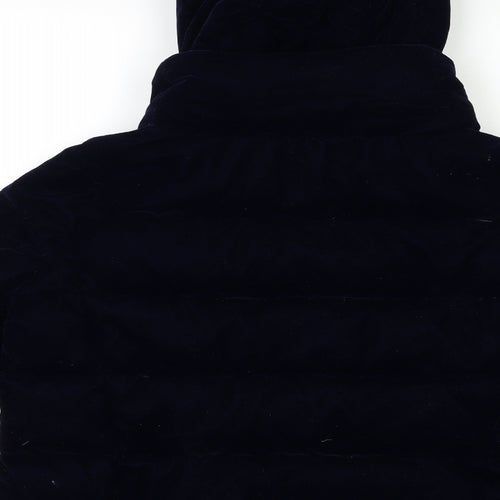 Zara Womens Blue  Velour Puffer Jacket Coat Size L