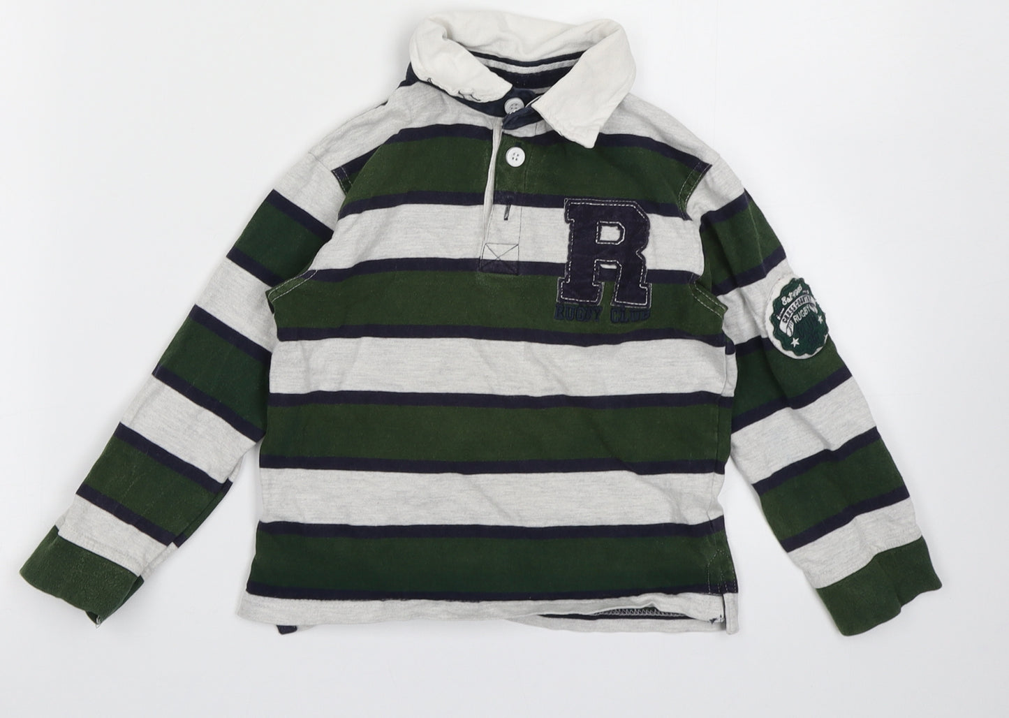 Rebel Boys Green Striped  Basic Polo Size 5-6 Years