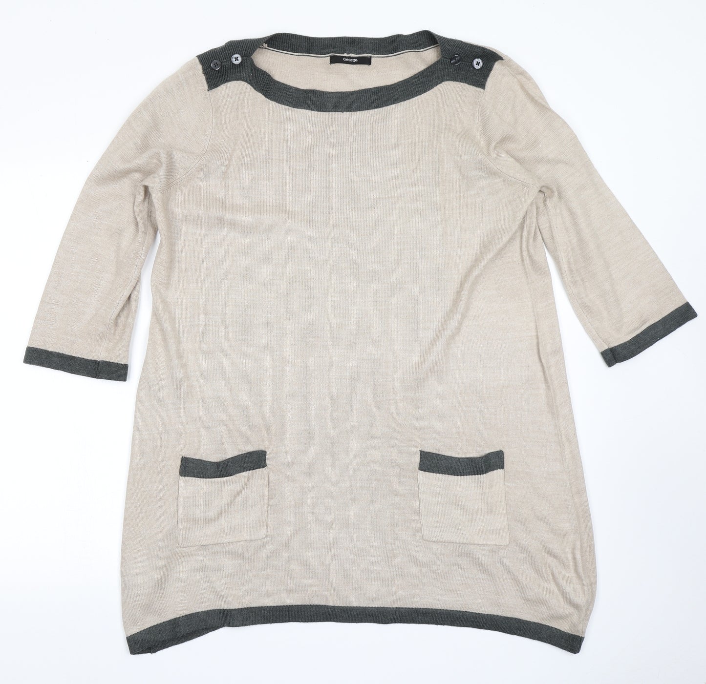 George Womens Beige  Knit Jumper Dress  Size 18