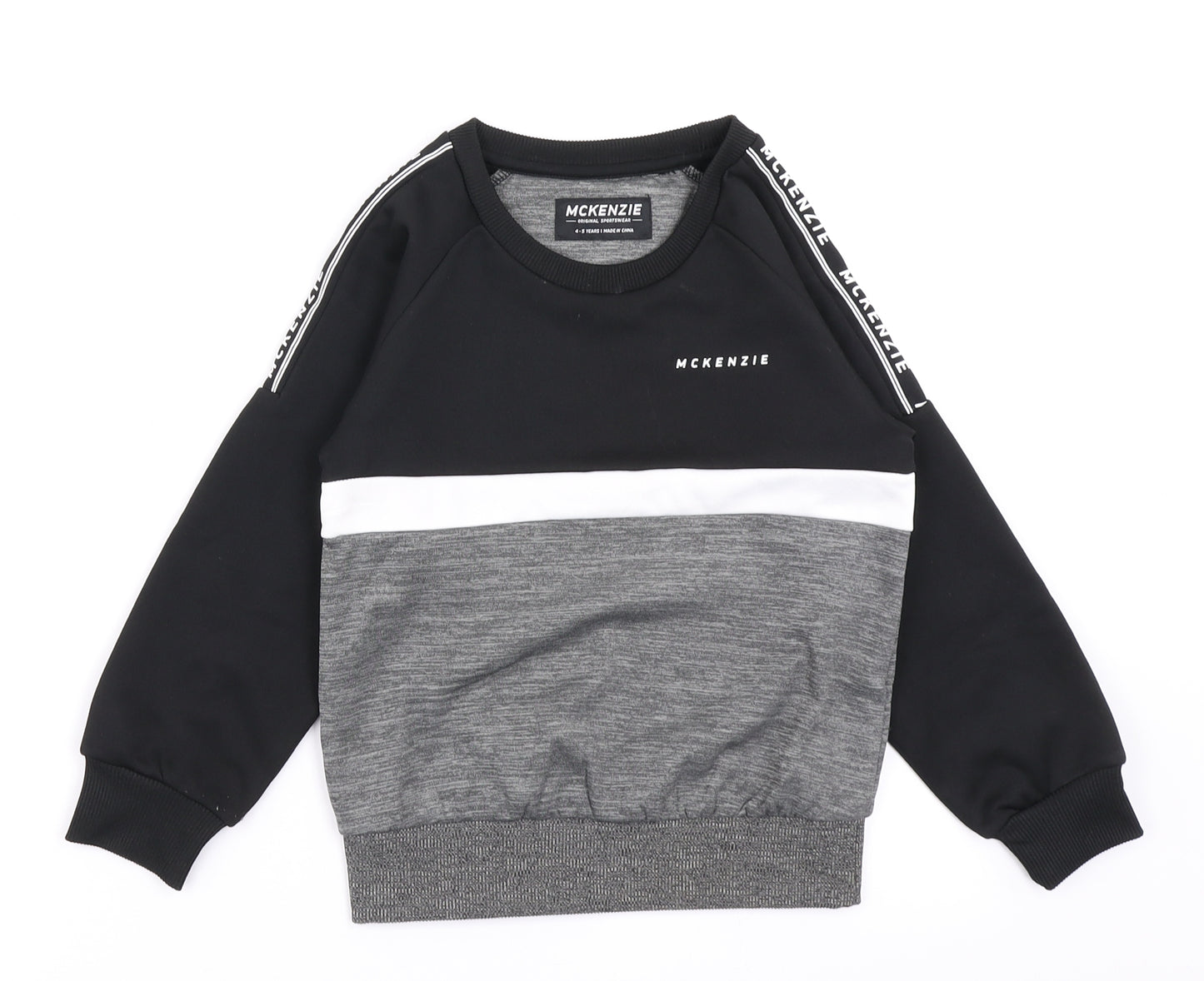 McKenzie Boys Black Colourblock  Pullover Sweatshirt Size 4-5 Years
