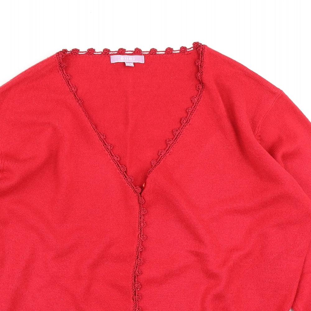 alibi Womens Red  Knit Cardigan Jumper Size 14