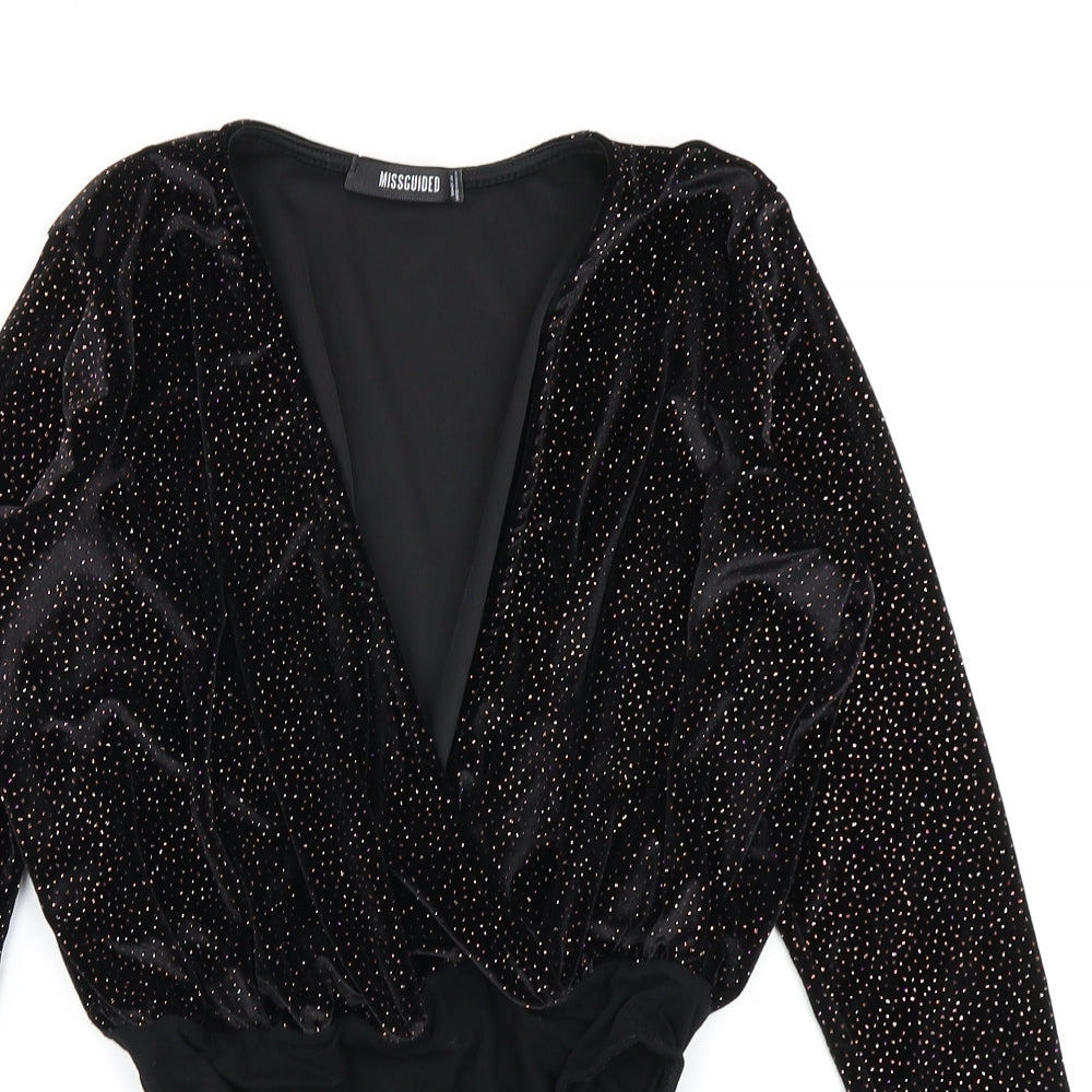 Missguided Womens Black   Bodysuit One-Piece Size 8