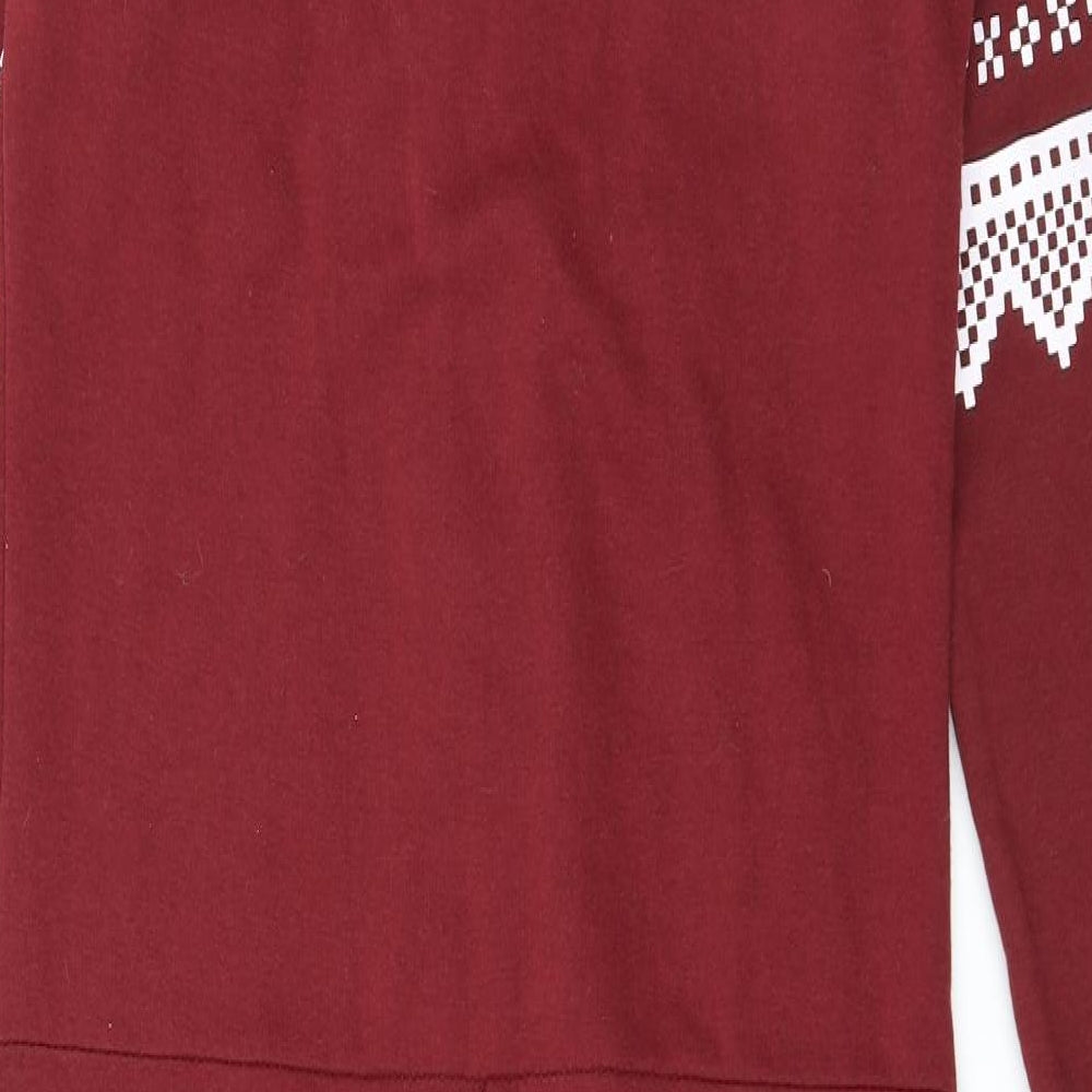 Malaika Womens Red Fair Isle  Top One Piece Size S