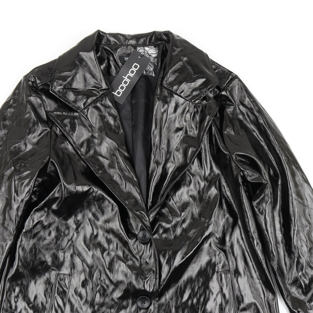 Boohoo Womens Black   Trench Coat Coat Size 14