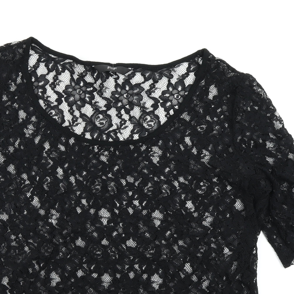 F&F Womens Black Floral  Basic T-Shirt Size 20