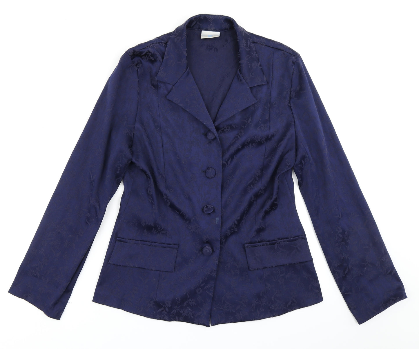 New Look Womens Blue Floral  Jacket Blazer Size 14