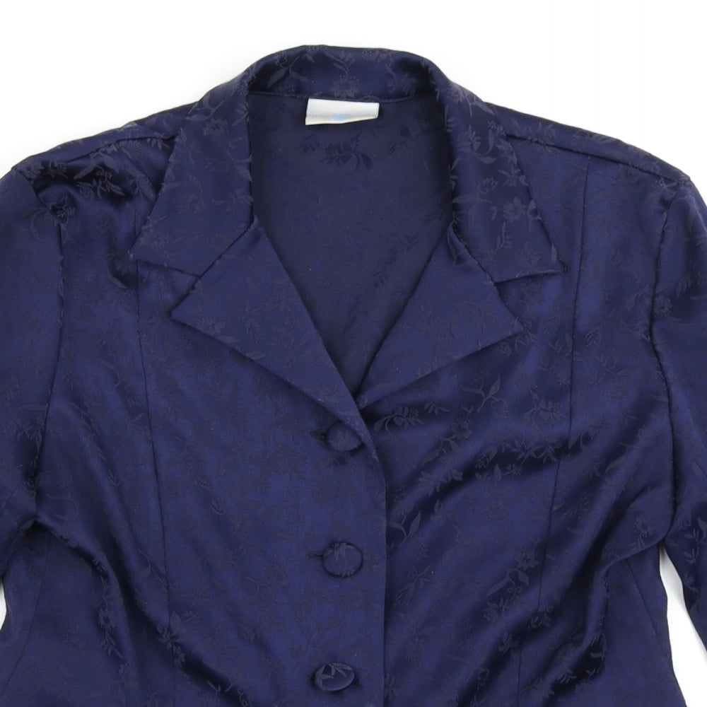 New Look Womens Blue Floral  Jacket Blazer Size 14