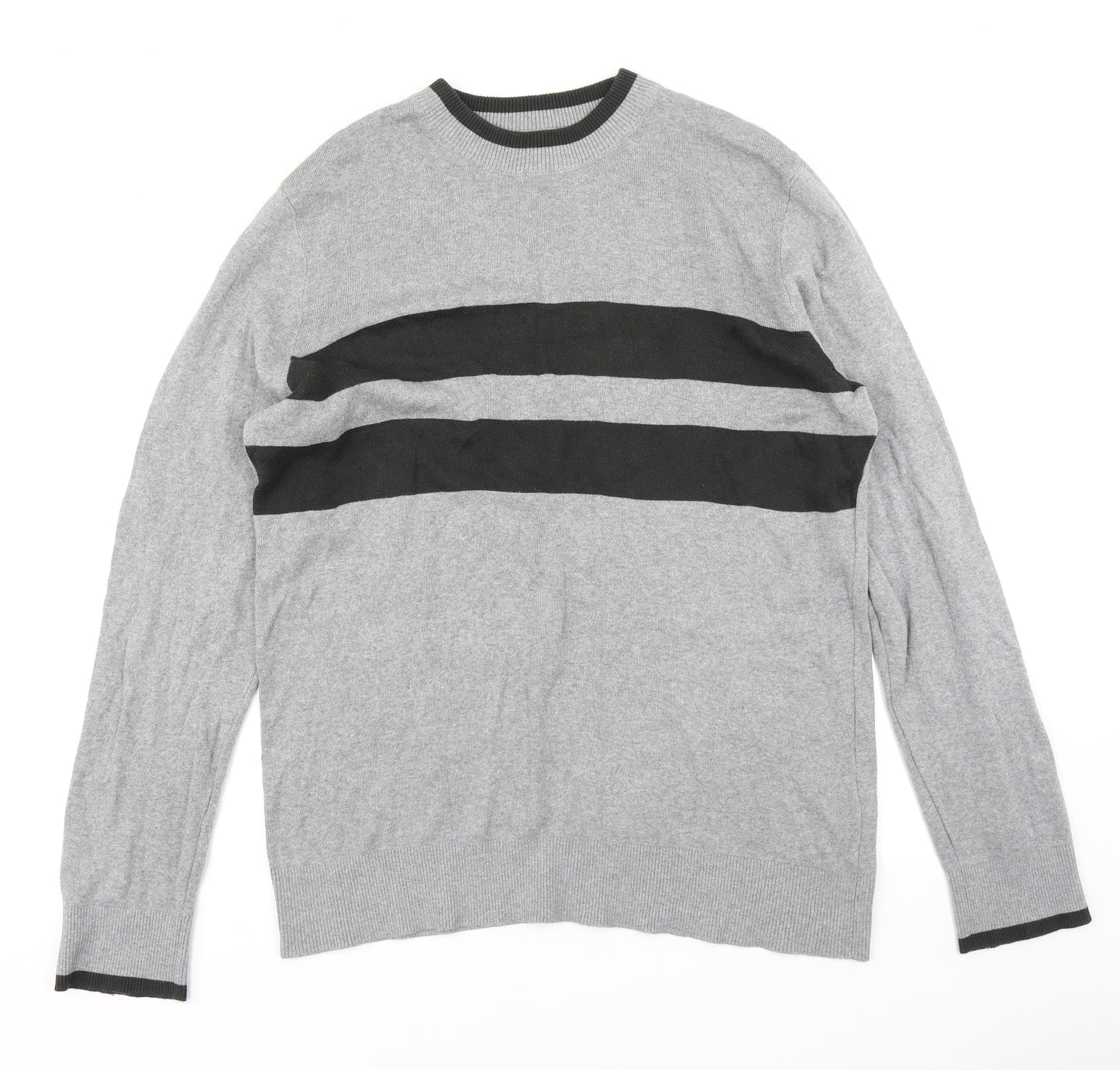 H&M Mens Grey  Knit Pullover Jumper Size L