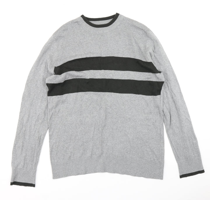 H&M Mens Grey  Knit Pullover Jumper Size L