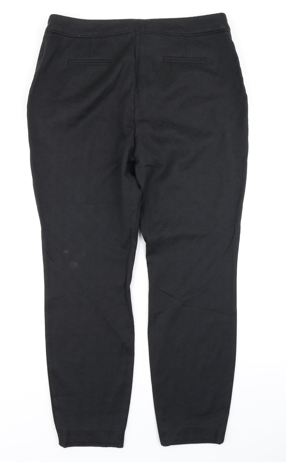 Wallis Womens Black Geometric  Trousers  Size 14 L26 in