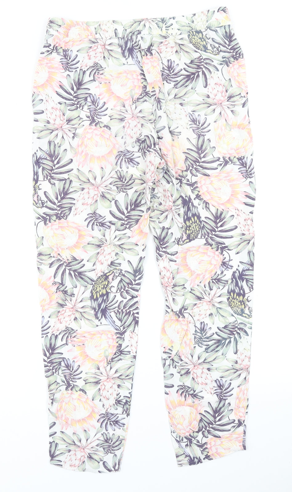 Divided Womens White Floral  Harem Trousers Size 12 L24 in