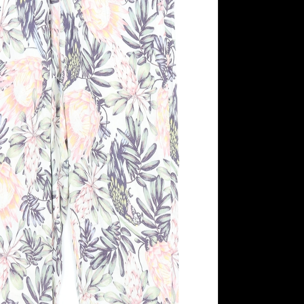 Divided Womens White Floral  Harem Trousers Size 12 L24 in