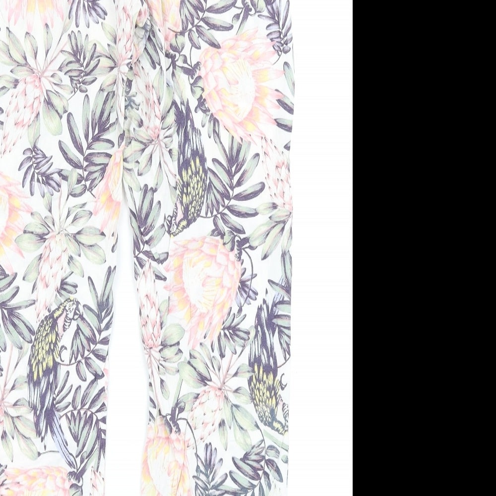 Divided Womens White Floral  Harem Trousers Size 12 L24 in