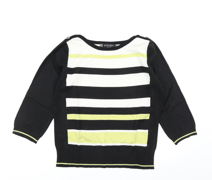 Principles Womens Black Striped Knit Pullover Jumper Size 12