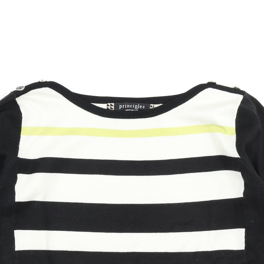 Principles Womens Black Striped Knit Pullover Jumper Size 12