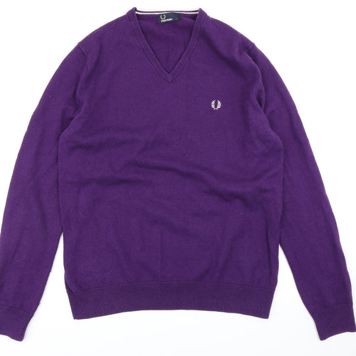 Fred Perry Mens Purple  Knit Pullover Jumper Size L